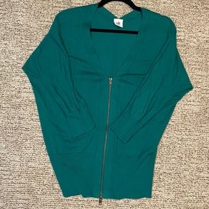 Cabi Kelly Green Double Zipper Cardigan/Sweater